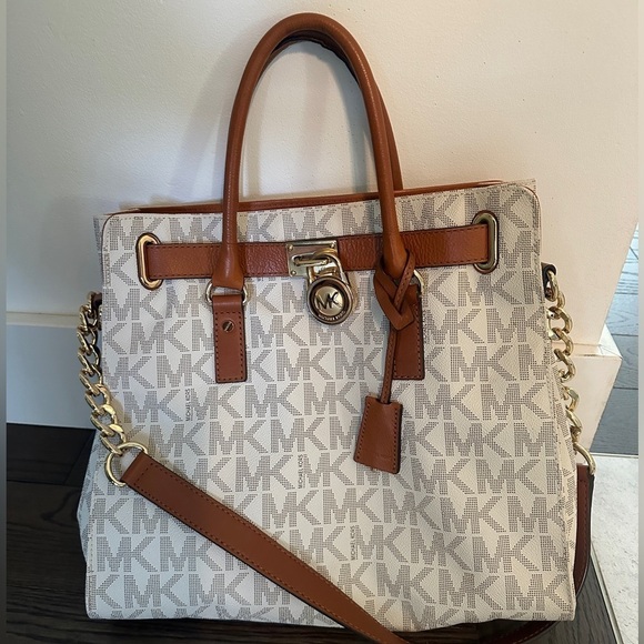 Michael Kors Handbags - Michael Kors Large Hamilton Logo Tote with Monogram Print